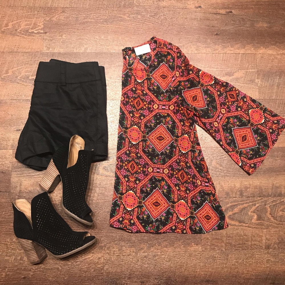 Printed 3/4 Sleeve Blouse